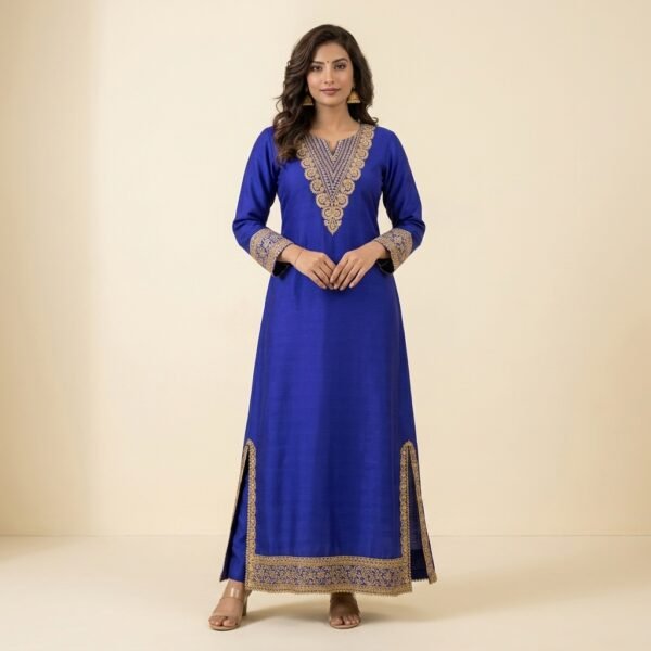 Royal Blue Embroidered Anarkali Suit for Women