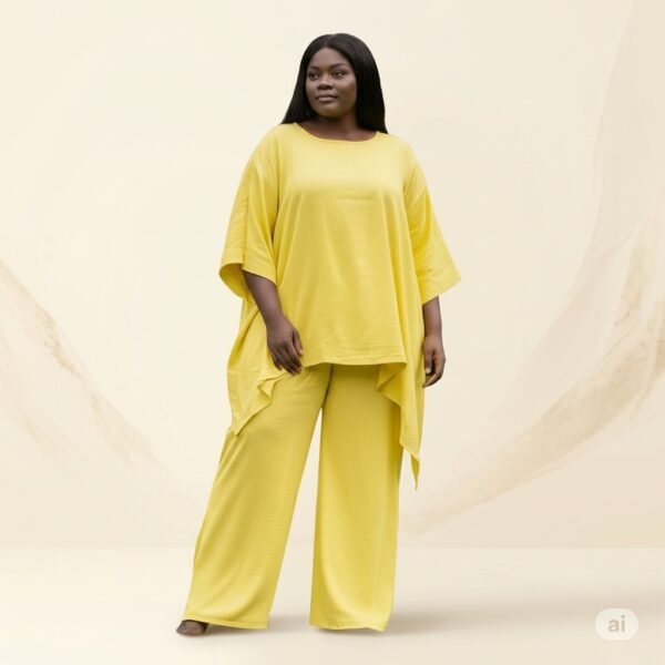 Yellow Kaftan Top And Palazzo Set For Women