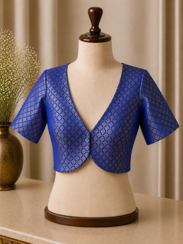 sabyasachi cut Blue Brocade blouse with sleeves