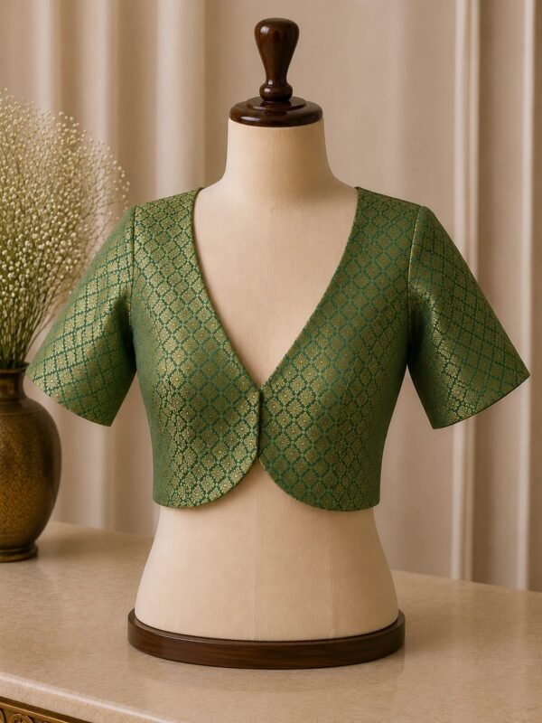 sabyasachi cut Green Brocade blouse with sleeves
