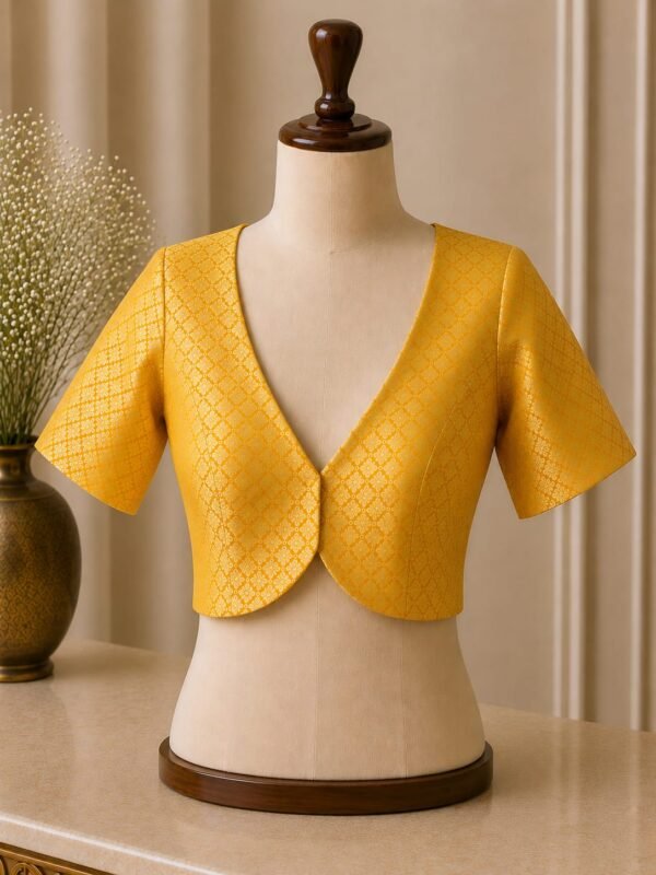 sabyasachi cut Yellow Brocade blouse with sleeves