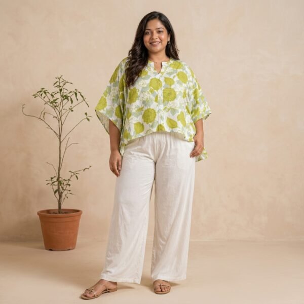 Green Floral Print Oversized Top for Women