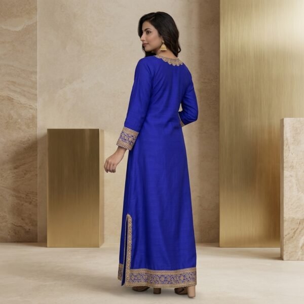 Royal Blue Embroidered Anarkali Suit for Women
