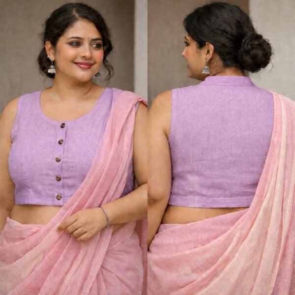 Purple Linen Cotton Blouse for Women