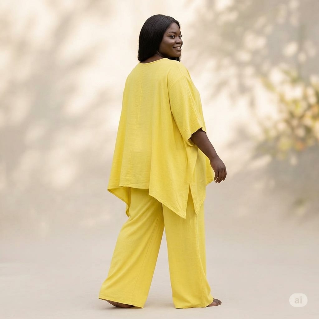 Yellow Kaftan Top And Palazzo Set For Women - Image 2